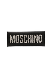 Черный сатиновый клатч с украшением от Moschino
