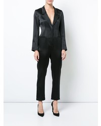 Черный сатиновый комбинезон от Fleur Du Mal