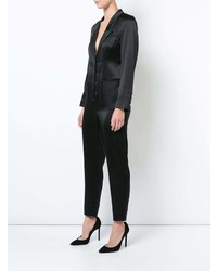 Черный сатиновый комбинезон от Fleur Du Mal