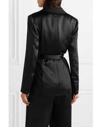 Женский черный сатиновый пиджак c бахромой от Rachel Zoe