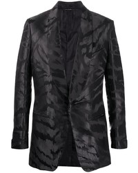 Мужской черный сатиновый пиджак с принтом от Tom Ford