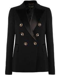 Черный сатиновый пиджак с украшением
