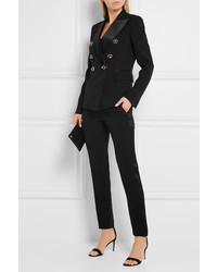 Женский черный сатиновый пиджак с украшением от Versace