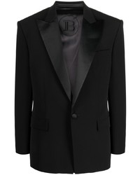 Мужской черный сатиновый пиджак от Balmain
