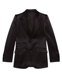 Мужской черный сатиновый пиджак от Gucci