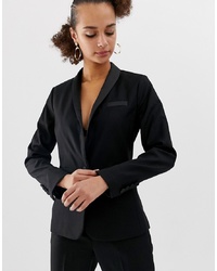 Женский черный сатиновый пиджак от New Look