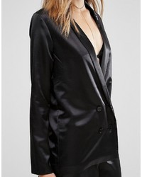 Женский черный сатиновый пиджак от Missguided