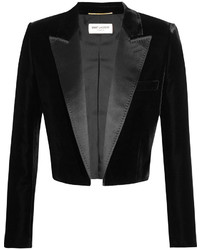 Женский черный сатиновый пиджак от Saint Laurent