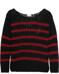 Женский черный свитер в горизонтальную полоску от Saint Laurent