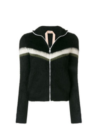 Женский черный свитер на молнии в горизонтальную полоску от N°21