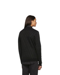 Мужской черный свитер с v-образным вырезом с принтом от Fendi