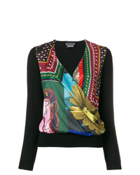 Женский черный свитер с v-образным вырезом с принтом от Boutique Moschino