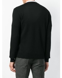 Мужской черный свитер с v-образным вырезом с принтом от Dolce & Gabbana