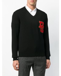Мужской черный свитер с v-образным вырезом с принтом от Dolce & Gabbana