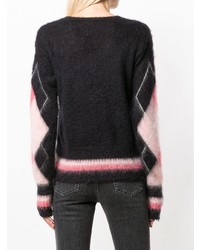 Женский черный свитер с v-образным вырезом с принтом от Ballantyne