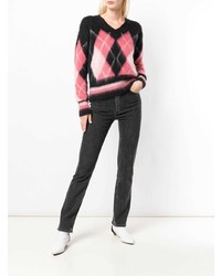 Женский черный свитер с v-образным вырезом с принтом от Ballantyne