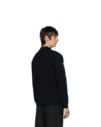 Мужской черный свитер с v-образным вырезом с принтом от Kenzo