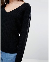 Женский черный свитер с v-образным вырезом от Jack Wills