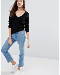 Женский черный свитер с v-образным вырезом от Jack Wills