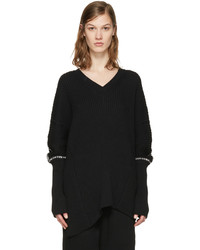 Женский черный свитер с v-образным вырезом от Ann Demeulemeester