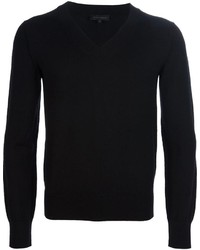 Мужской черный свитер с v-образным вырезом от Ann Demeulemeester