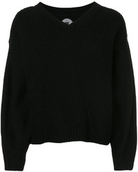 Женский черный свитер с v-образным вырезом от Anrealage