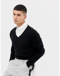 Мужской черный свитер с v-образным вырезом от ASOS DESIGN