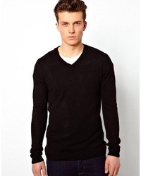 Мужской черный свитер с v-образным вырезом от Asos