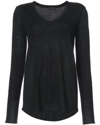 Женский черный свитер с v-образным вырезом от ATM Anthony Thomas Melillo