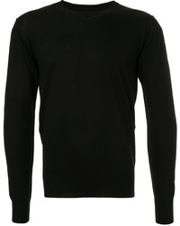 Мужской черный свитер с v-образным вырезом от Attachment