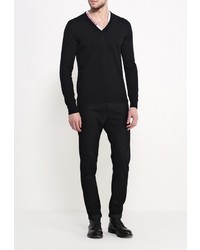 Мужской черный свитер с v-образным вырезом от Bikkembergs