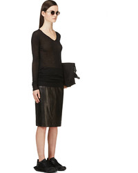 Женский черный свитер с v-образным вырезом от Rick Owens