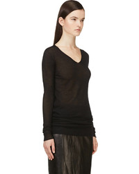 Женский черный свитер с v-образным вырезом от Rick Owens