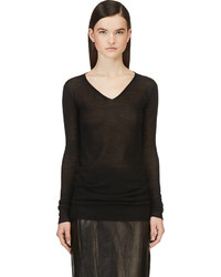 Женский черный свитер с v-образным вырезом от Rick Owens