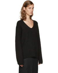 Женский черный свитер с v-образным вырезом от Acne Studios