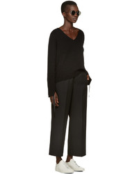 Женский черный свитер с v-образным вырезом от Helmut Lang