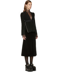 Женский черный свитер с v-образным вырезом от Sacai