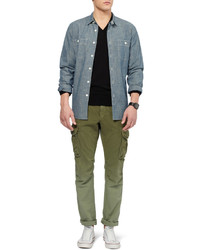 Мужской черный свитер с v-образным вырезом от John Smedley