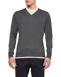 Мужской черный свитер с v-образным вырезом от John Smedley