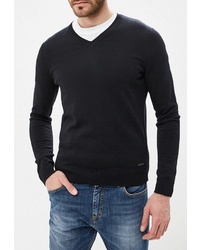 Мужской черный свитер с v-образным вырезом от BOSS HUGO BOSS