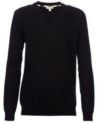 Мужской черный свитер с v-образным вырезом от Burberry