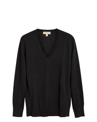 Женский черный свитер с v-образным вырезом от Burberry