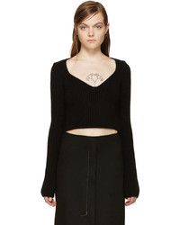 Женский черный свитер с v-образным вырезом от Calvin Klein Collection