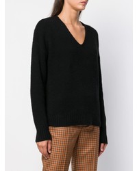 Женский черный свитер с v-образным вырезом от Theory