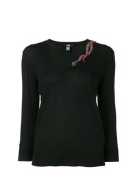 Женский черный свитер с v-образным вырезом от Cavalli Class