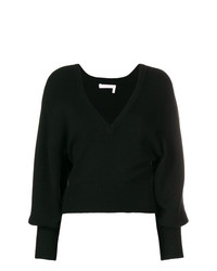 Женский черный свитер с v-образным вырезом от Chloé