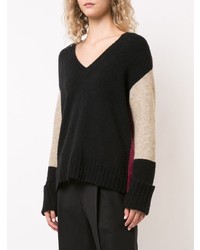 Женский черный свитер с v-образным вырезом от Luisa Cerano