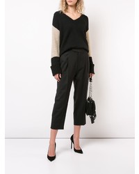 Женский черный свитер с v-образным вырезом от Luisa Cerano