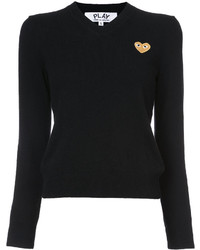 Женский черный свитер с v-образным вырезом от Comme des Garcons