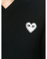 Женский черный свитер с v-образным вырезом от Comme des Garcons